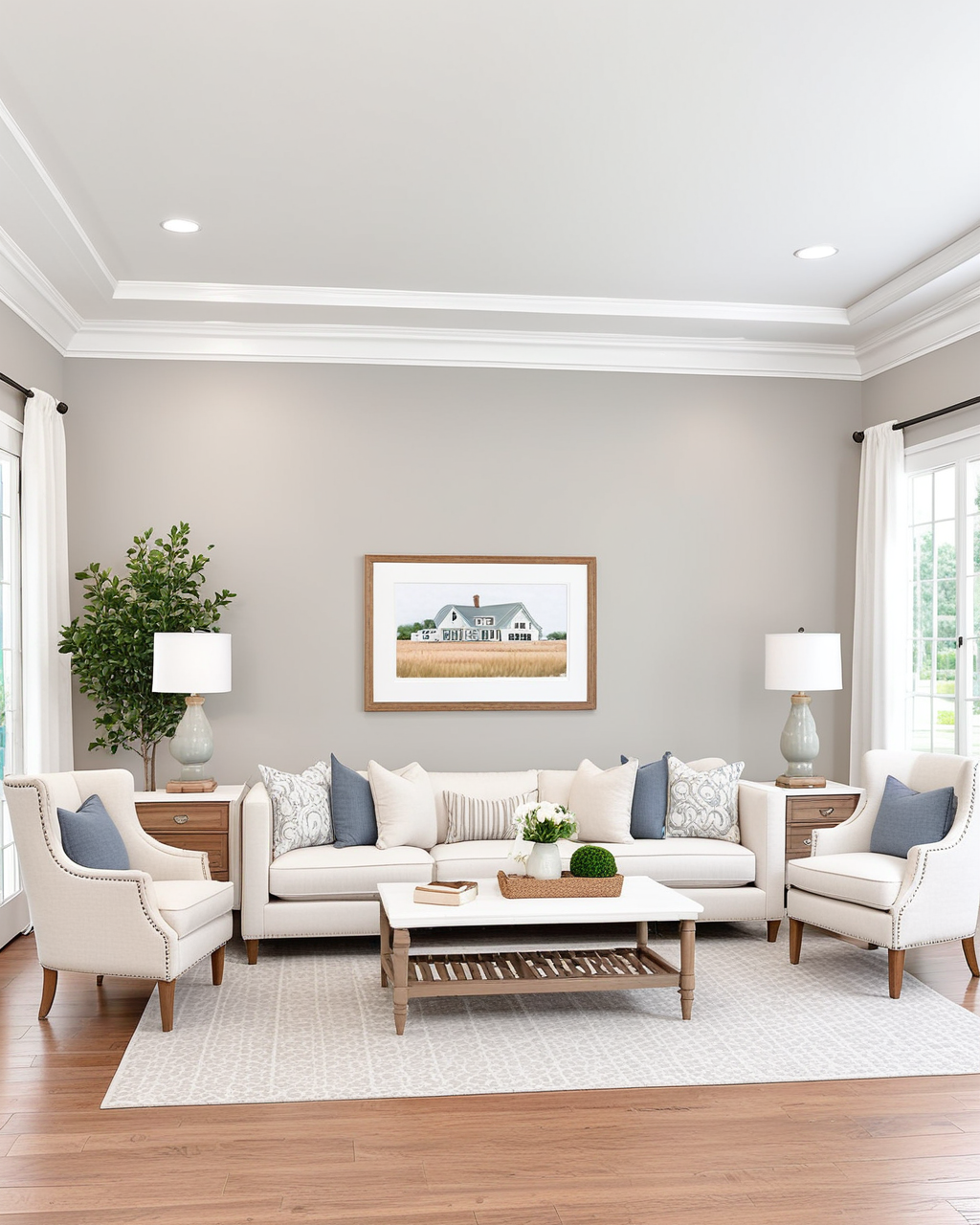 Minimal Living Room Interior paint color combination — Individual White