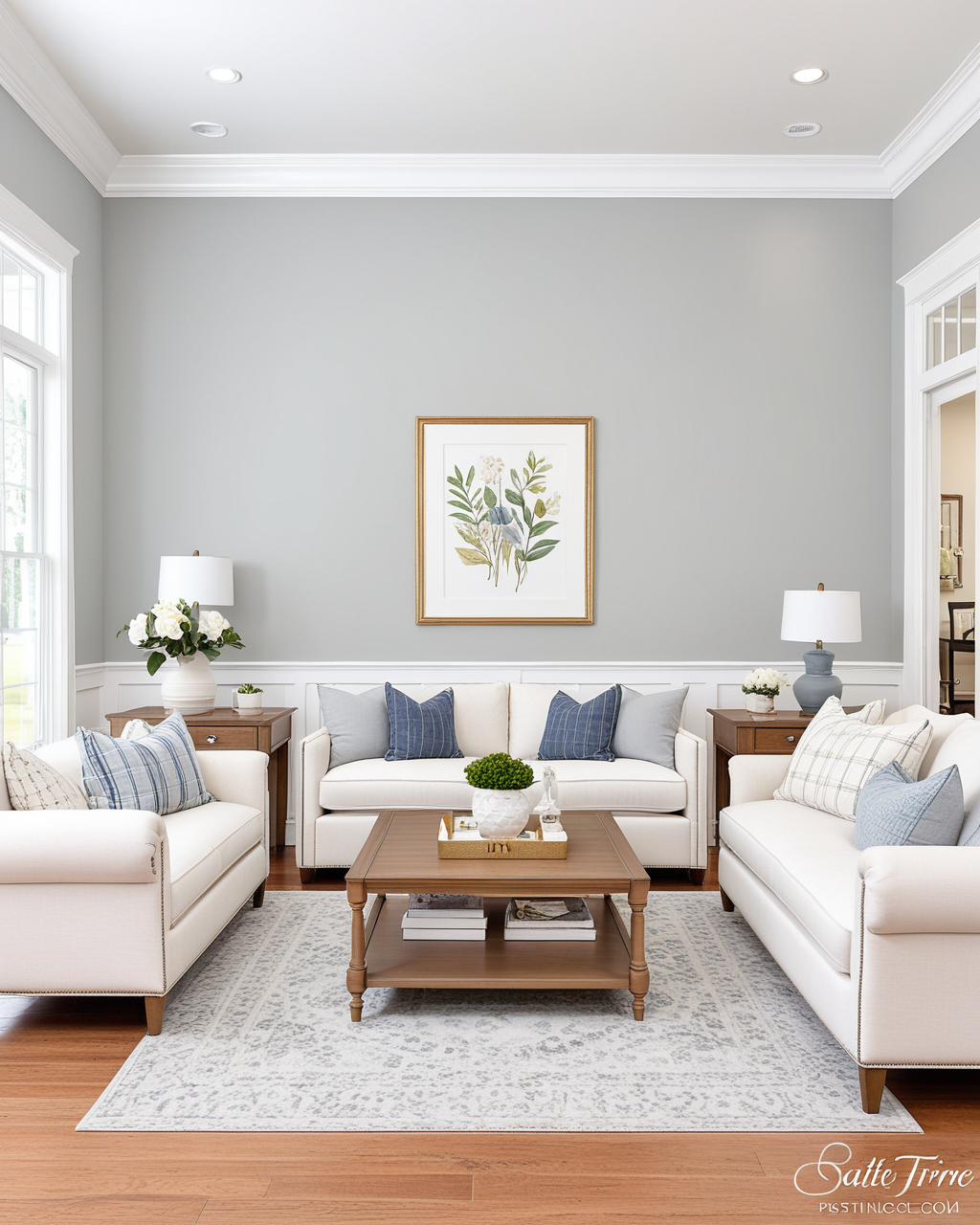 Neutral Living Room Interior paint color combination — Evening Shadow