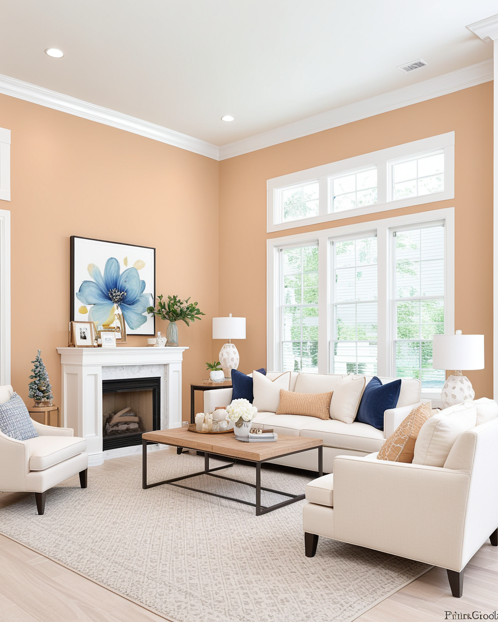 Pastel Living Room Interior paint color combination — Caen Stone