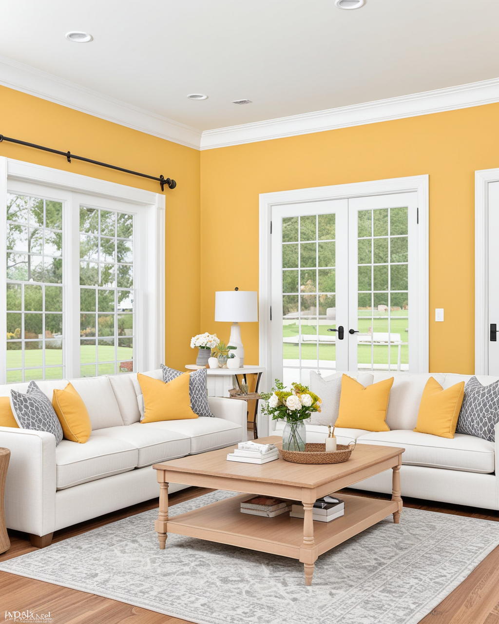 Bold Living Room Interior paint color combination — Sunrise