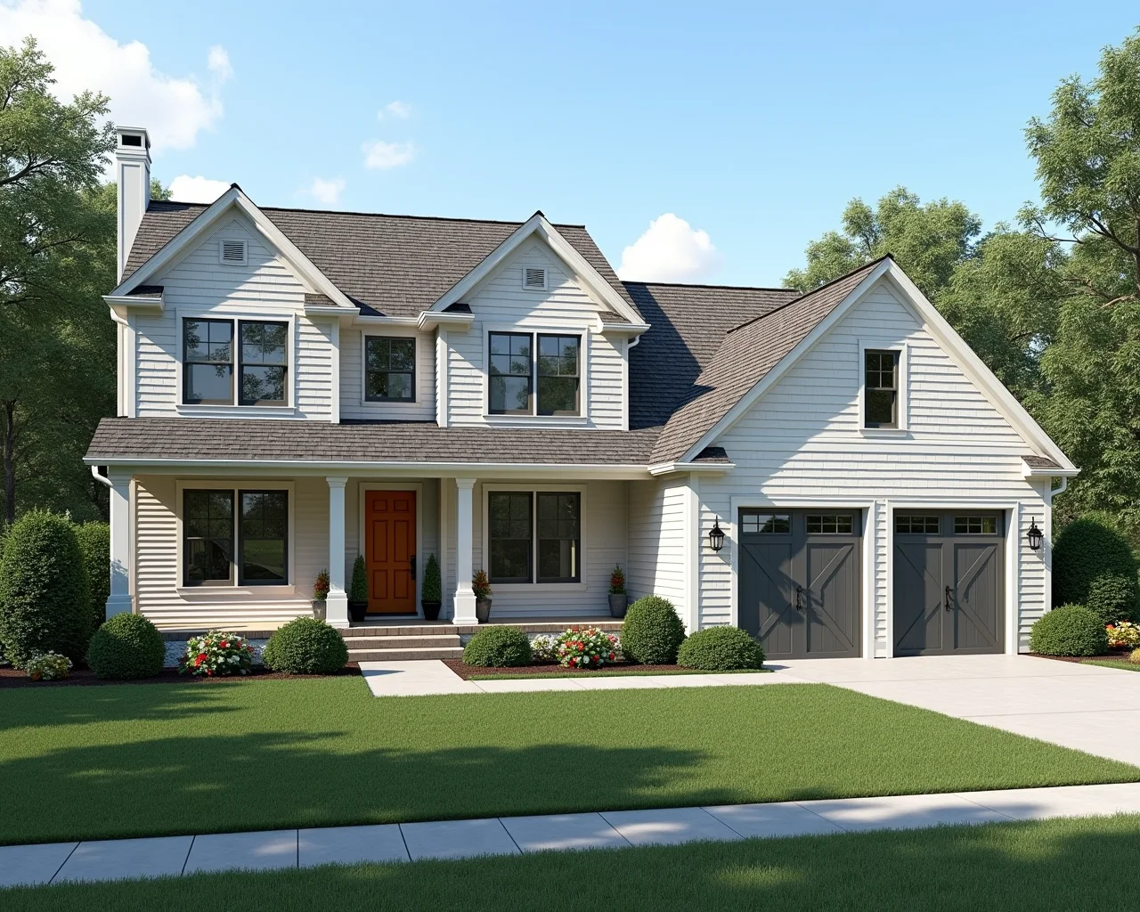 Minimal Board And Batten Farmhouse Exterior paint color combination — High Reflective White