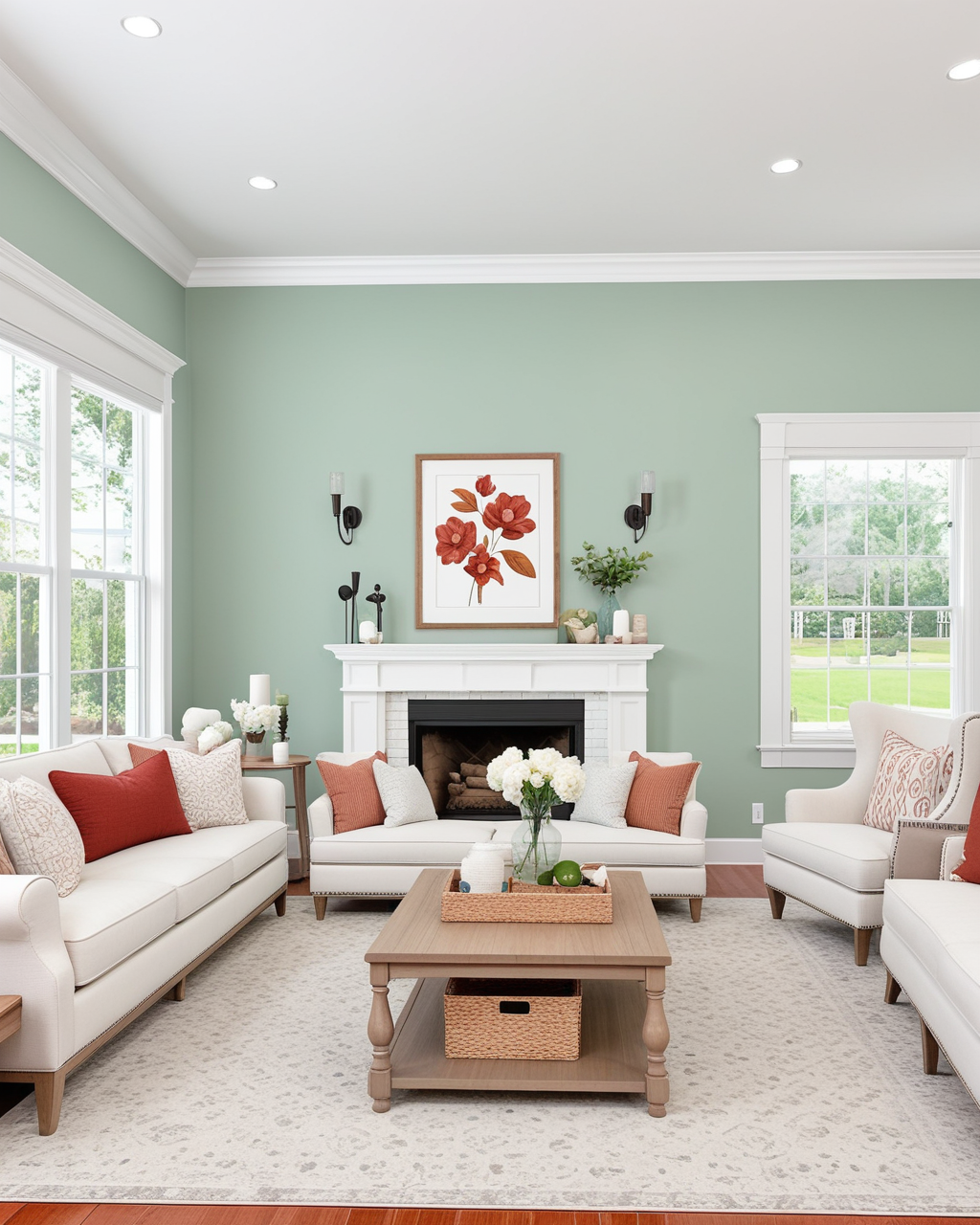 Pastel Living Room Interior paint color combination — Comfort Gray
