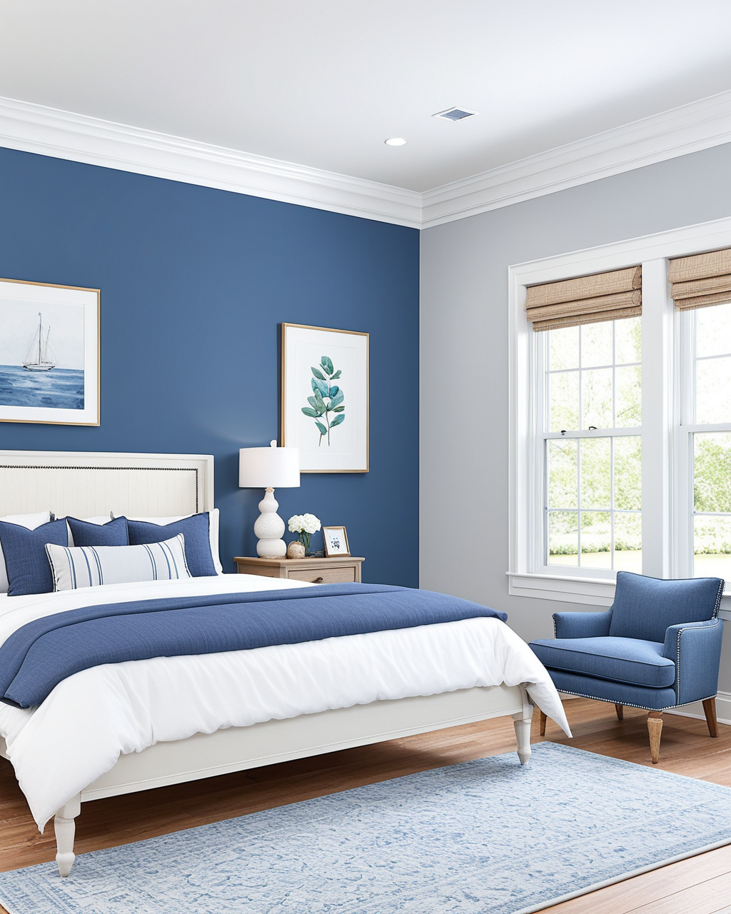 Cool Bedroom Interior paint color combination — Nile Blue