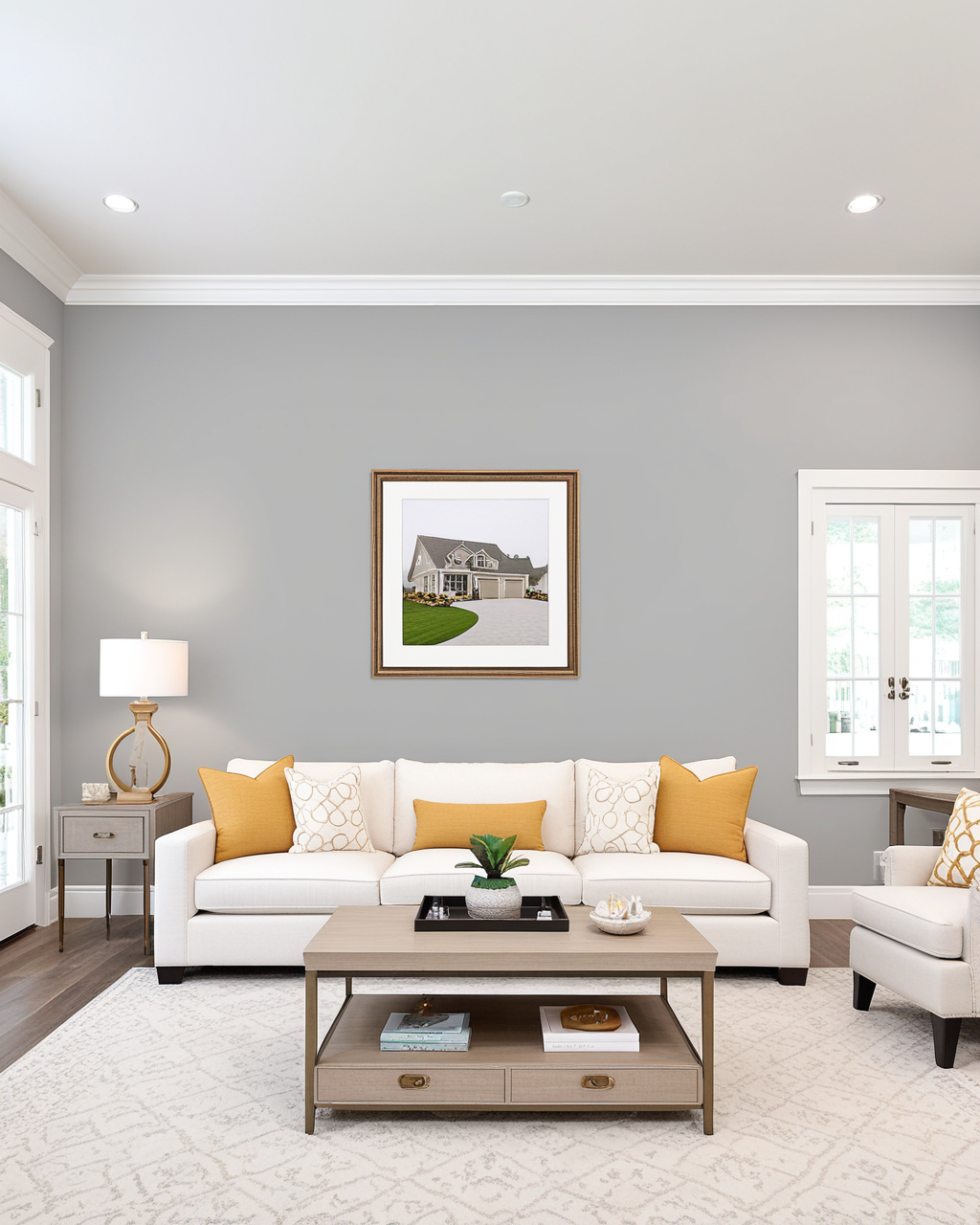 Minimal Living Room Interior paint color combination — March Wind