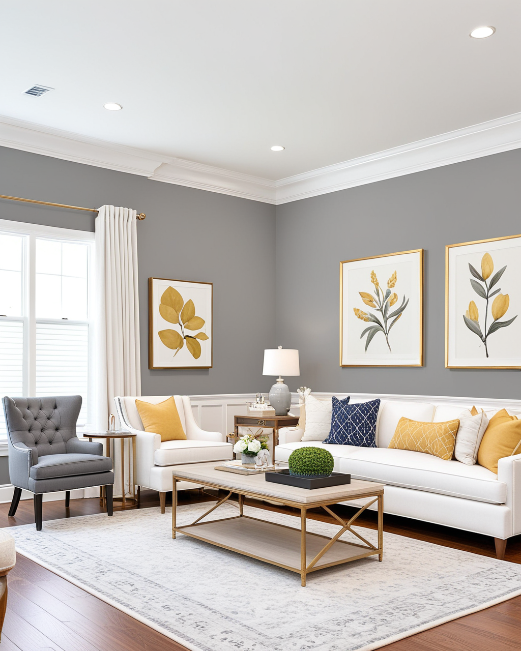 Neutral Living Room Interior paint color combination — Summit Gray