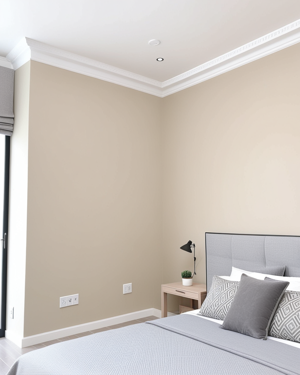 Earthy Bedroom Interior paint color combination — Reliable White