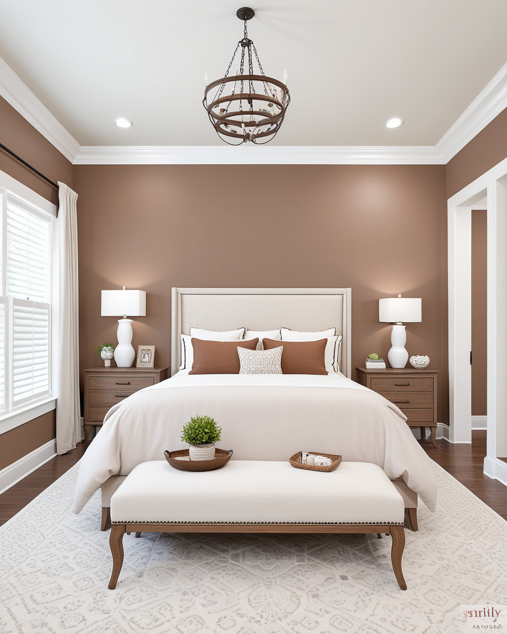 Earthy Bedroom Interior paint color combination — Dusted Truffle