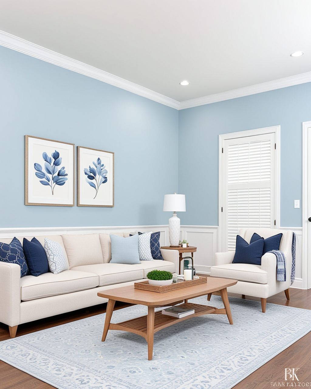 Minimal Living Room Interior paint color combination — Rhythmic Blue