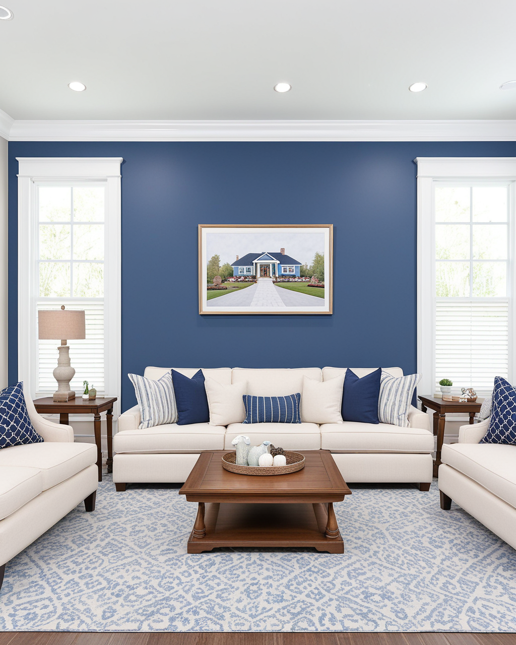 Cool Living Room Interior paint color combination — Luxe Blue
