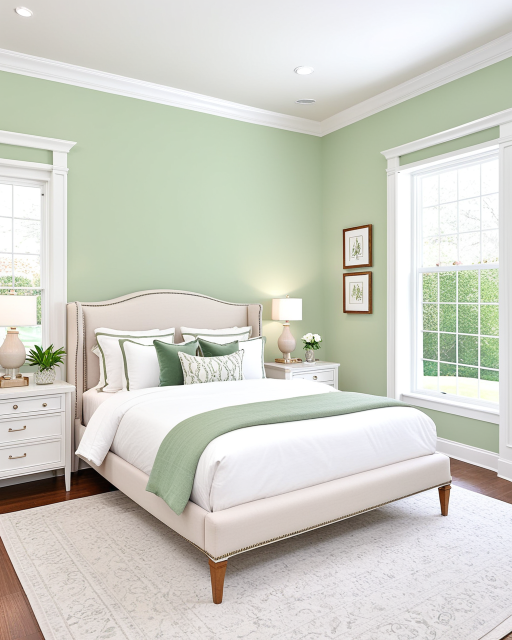 Pastel Bedroom Interior paint color combination — Topiary Tint