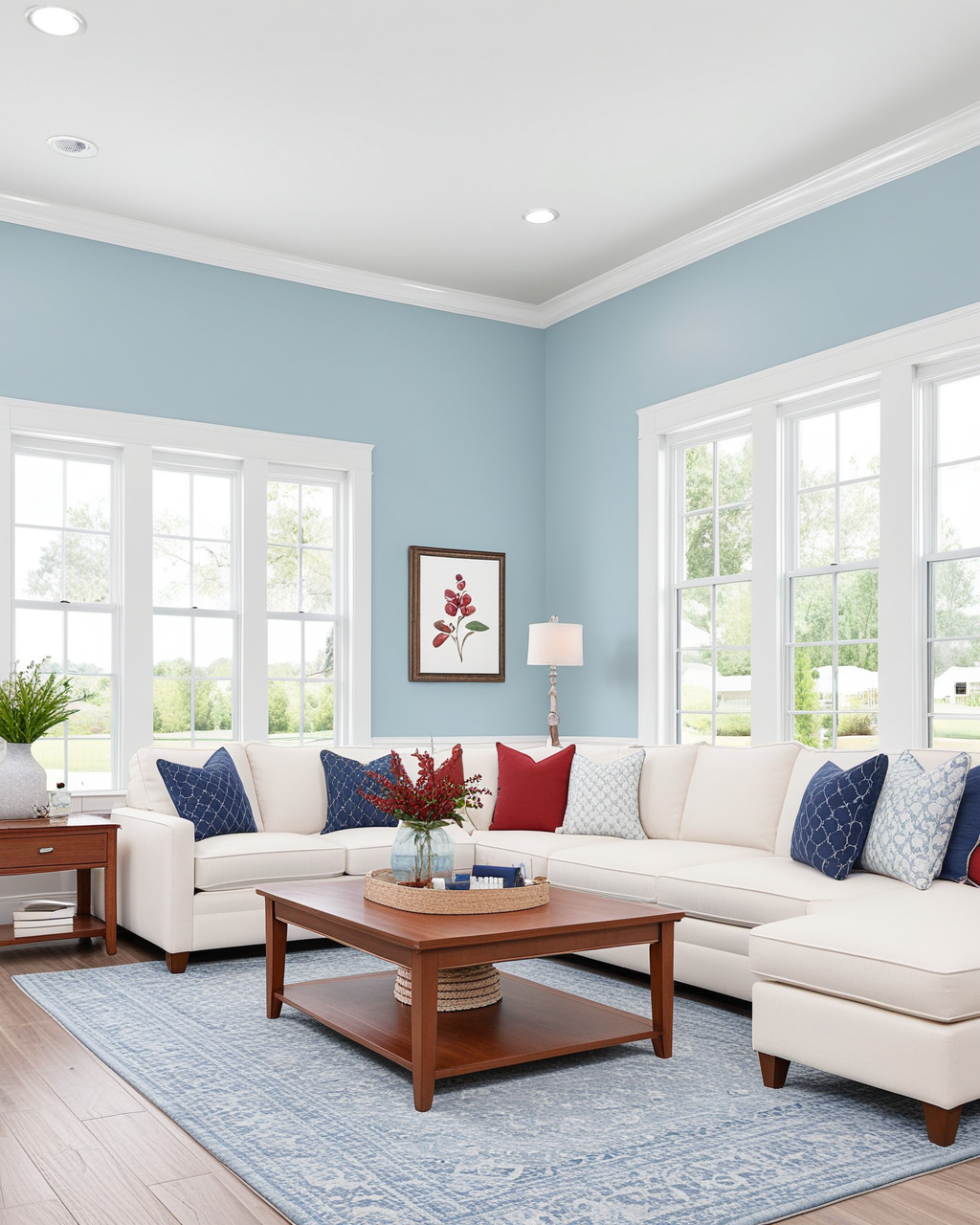 Pastel Living Room Interior paint color combination — Niebla Azul