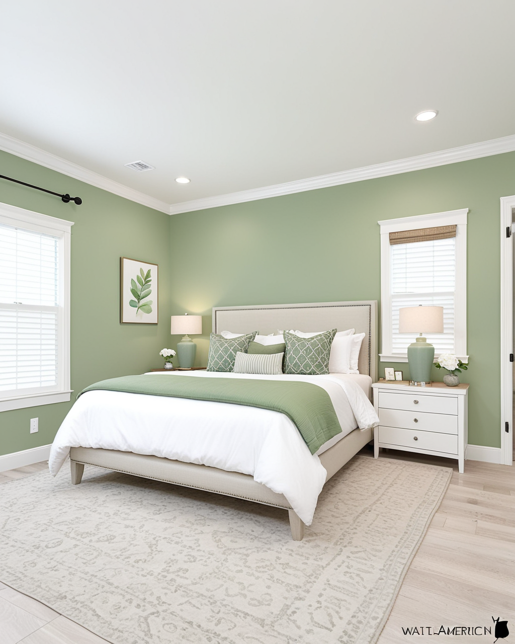 Pastel Bedroom Interior paint color combination — Cascade Green