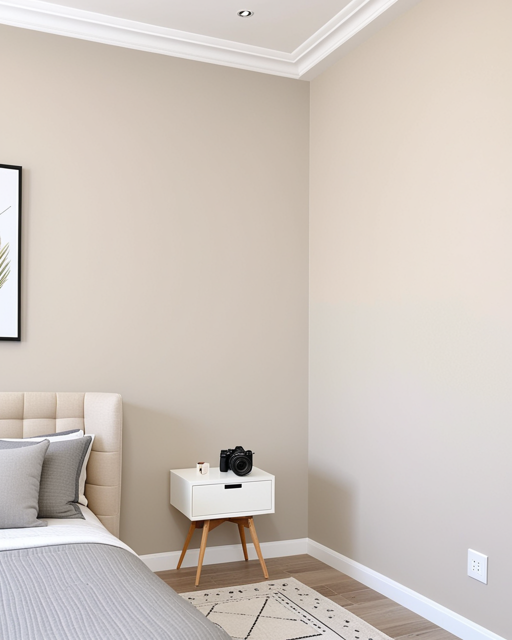 Neutral Bedroom Interior paint color combination — Reliable White