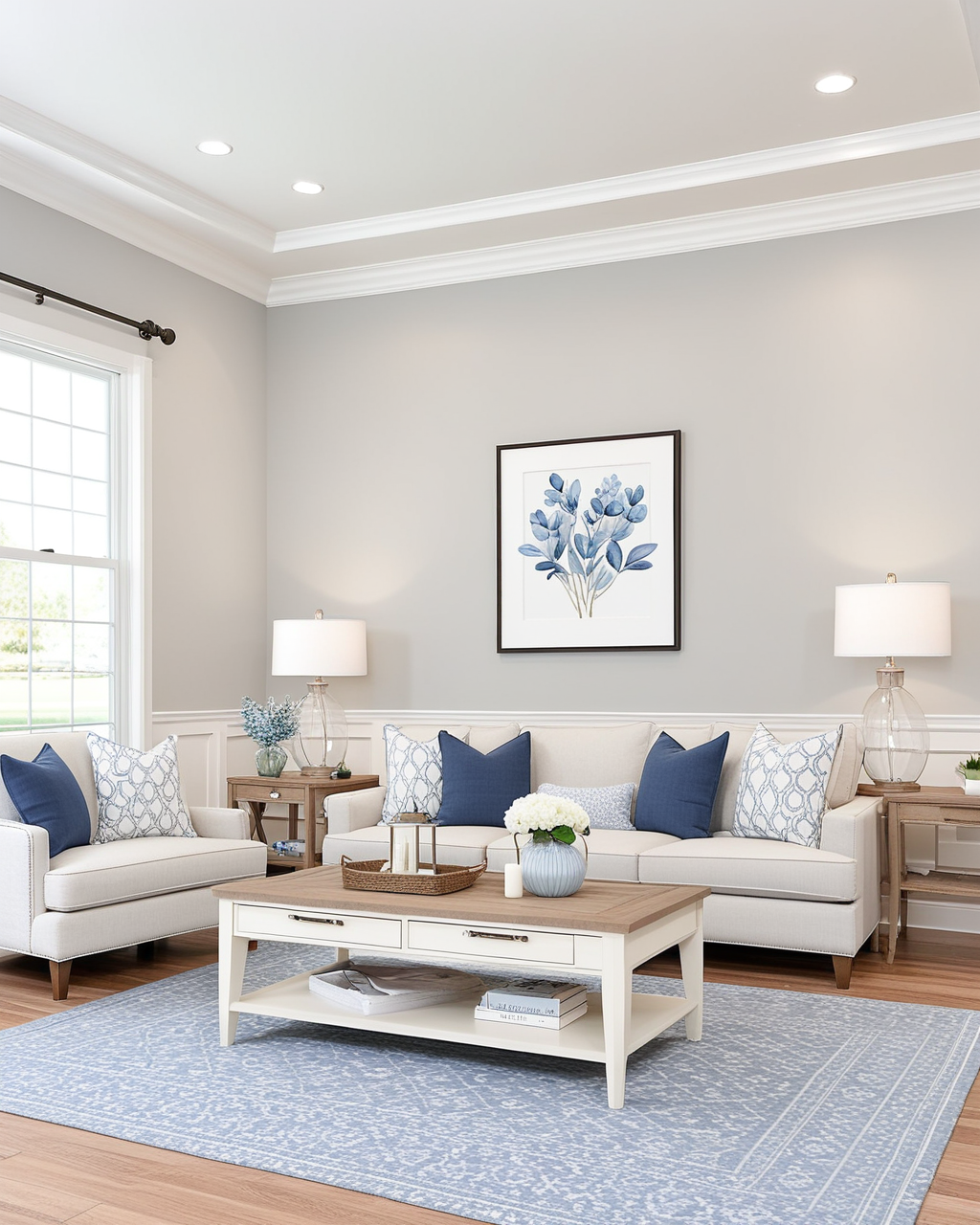 Neutral Living Room Interior paint color combination — Crushed Ice