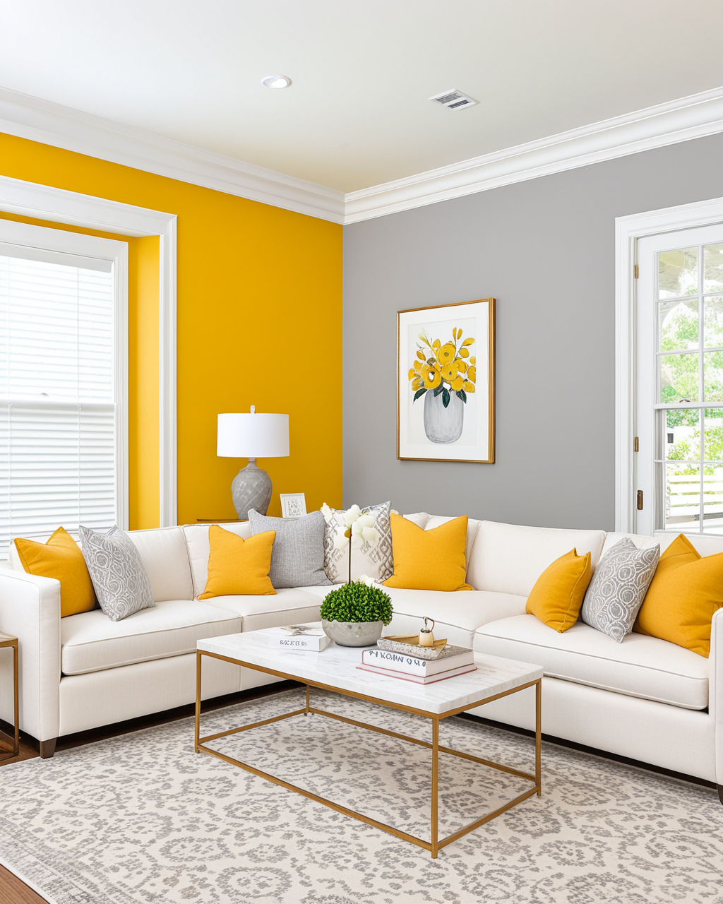 Bold Living Room Interior paint color combination — Citronella