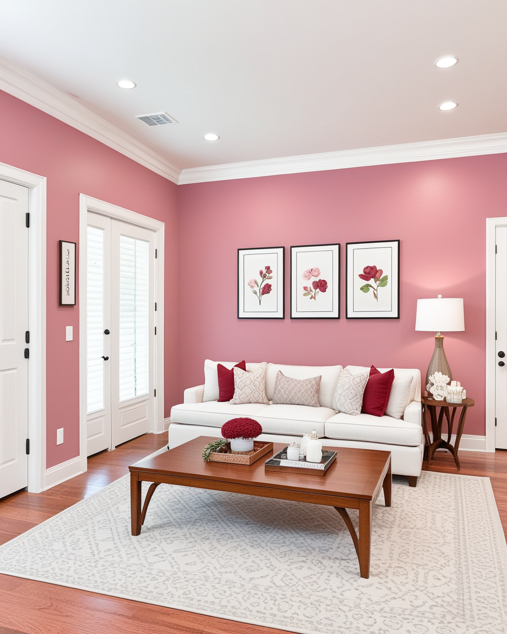 Warm Living Room Interior paint color combination — Jaipur Pink