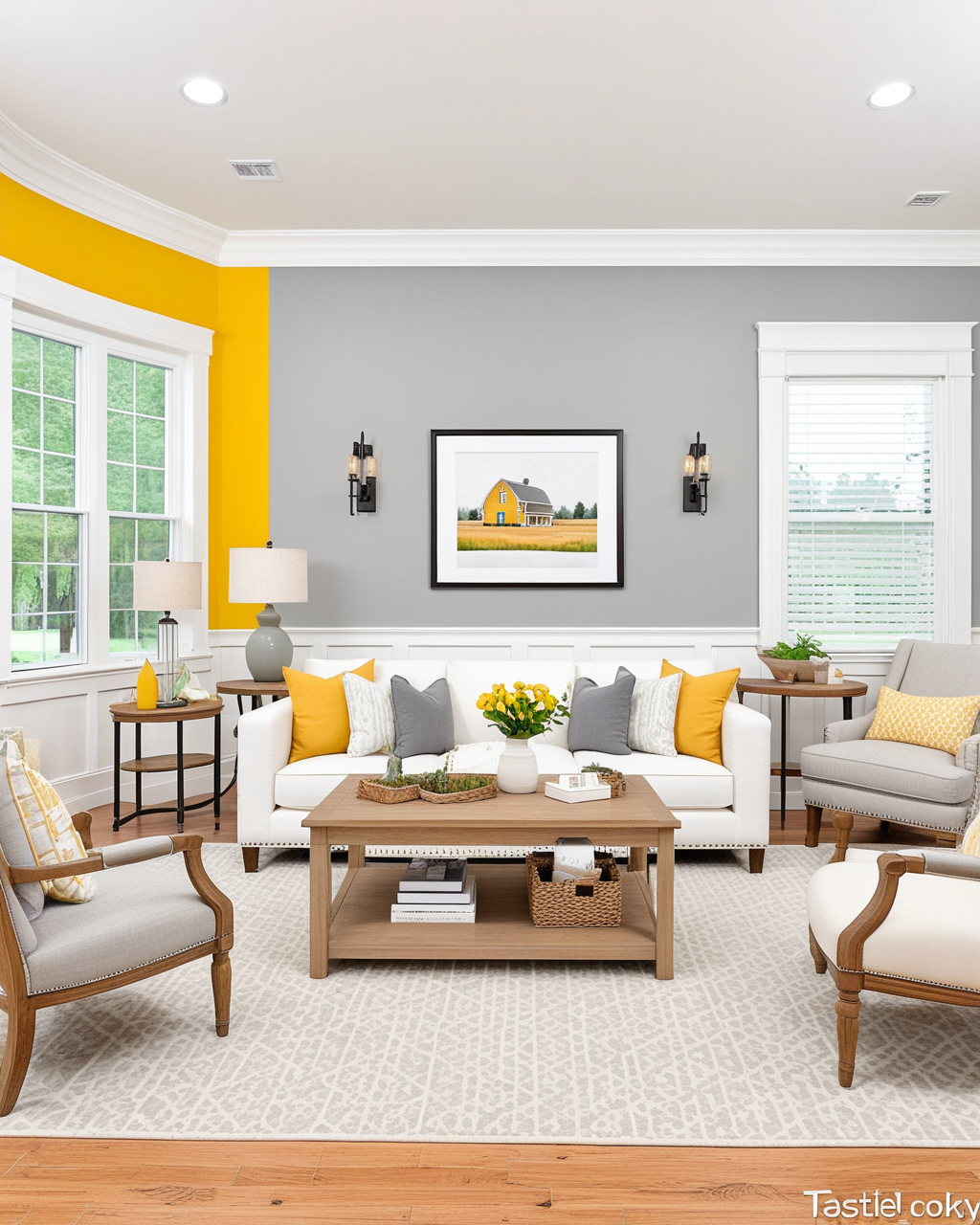 Bold Living Room Interior paint color combination — Goldfinch