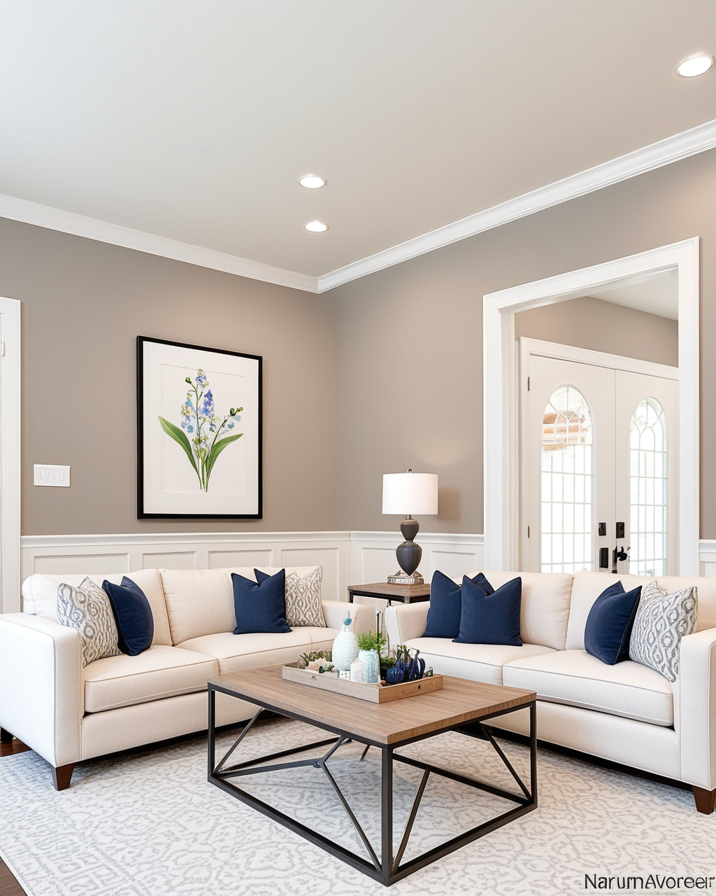 Earthy Living Room Interior paint color combination — Renwick Beige