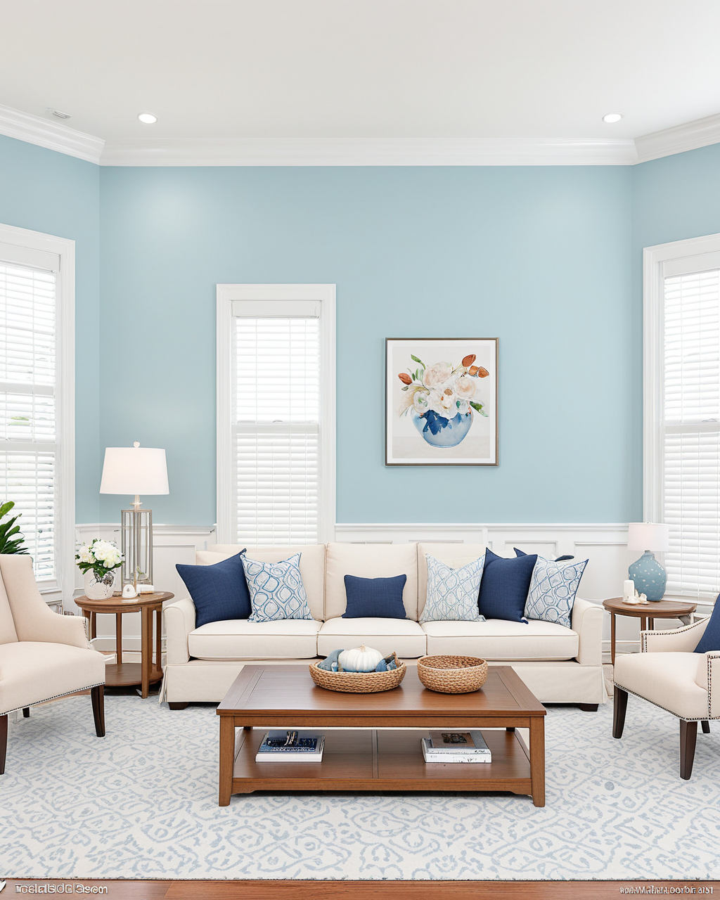 Pastel Living Room Interior paint color combination — Sleepy Blue