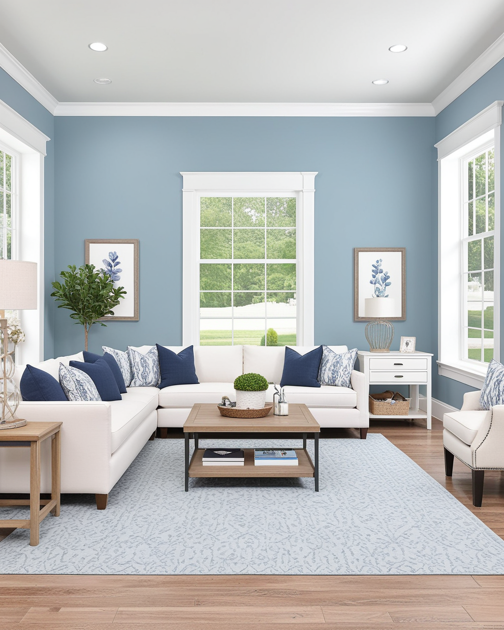 Cool Living Room Interior paint color combination — Faded Flaxflower