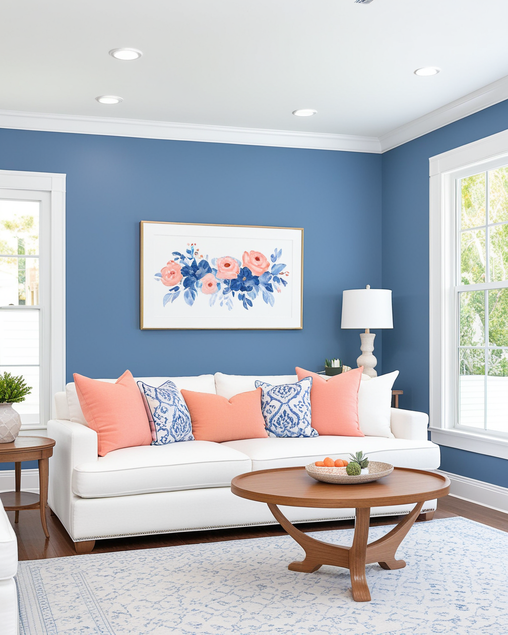 Cool Living Room Interior paint color combination — Perfect Periwinkle