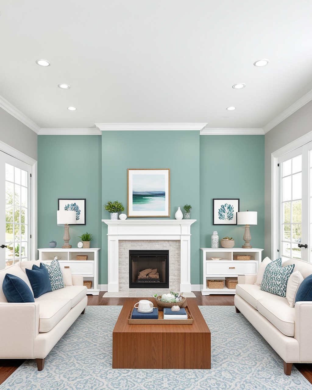 Pastel Living Room Interior paint color combination — Festoon Aqua