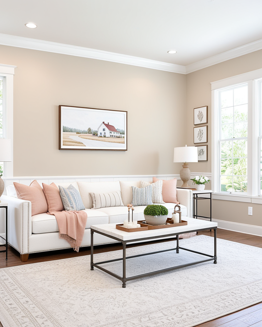 Pastel Living Room Interior paint color combination — Natural Linen