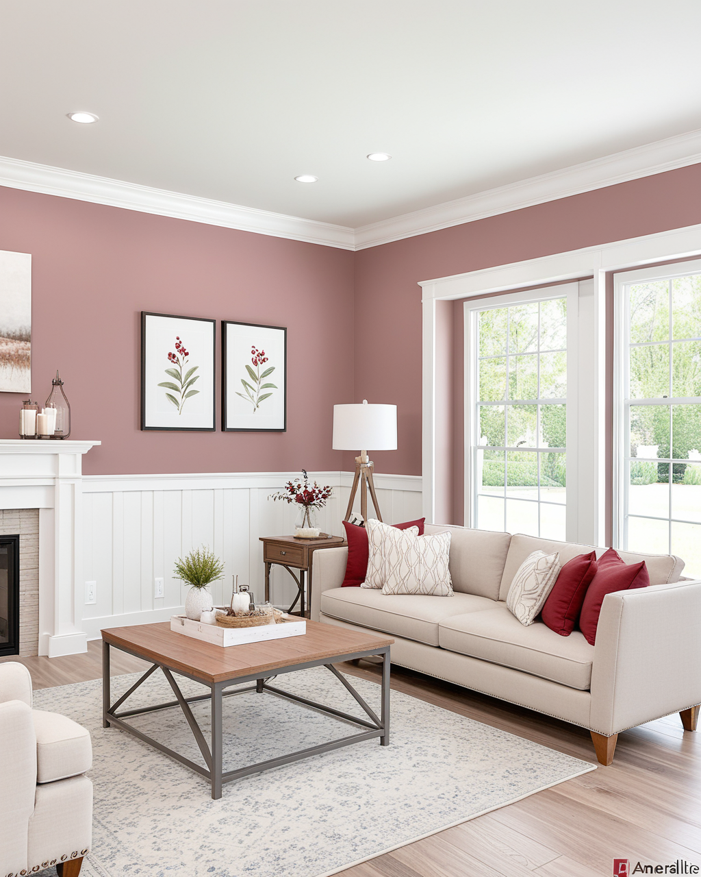 Earthy Living Room Interior paint color combination — Orchid