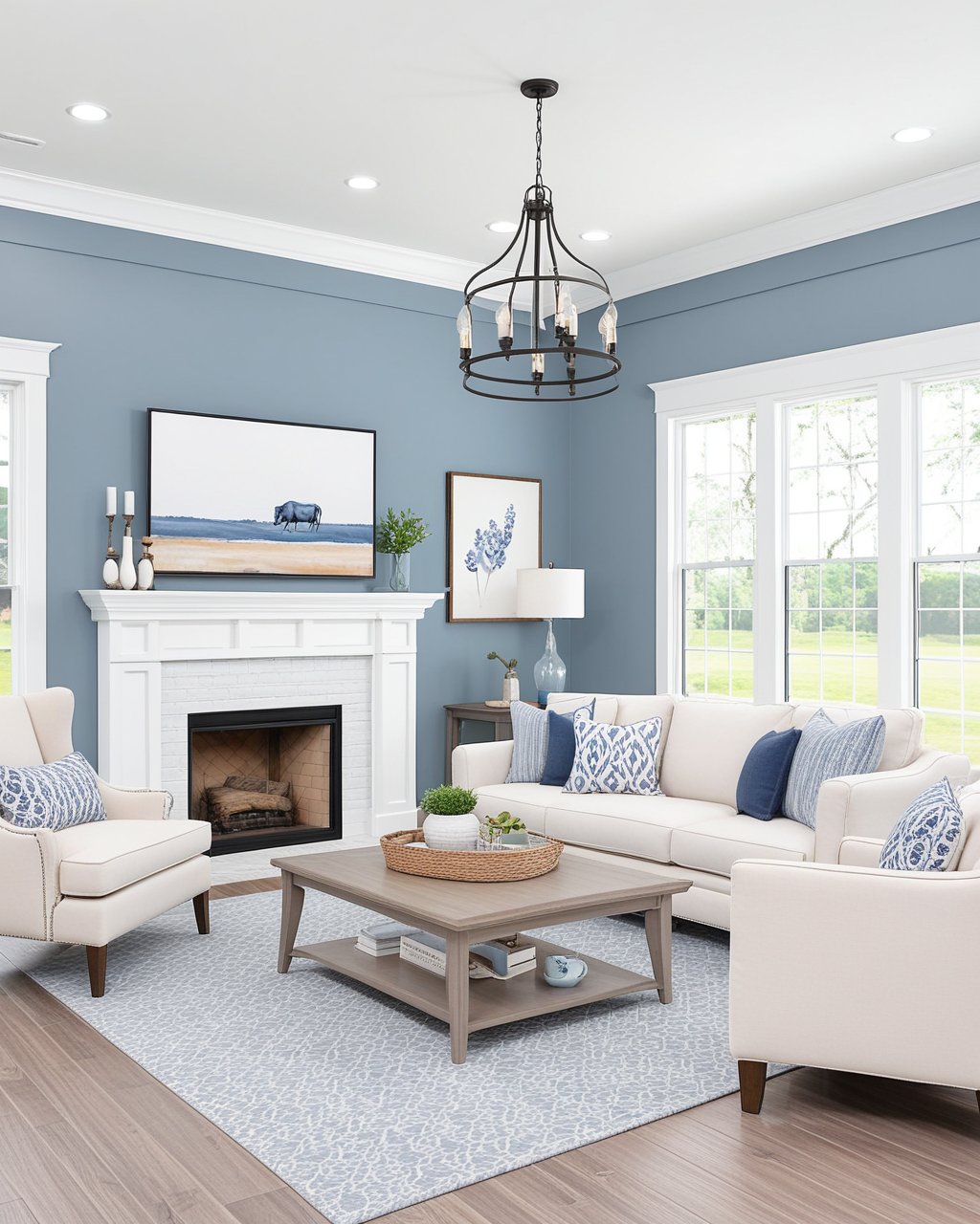 Modern Living Room Interior paint color combination — Aleutian