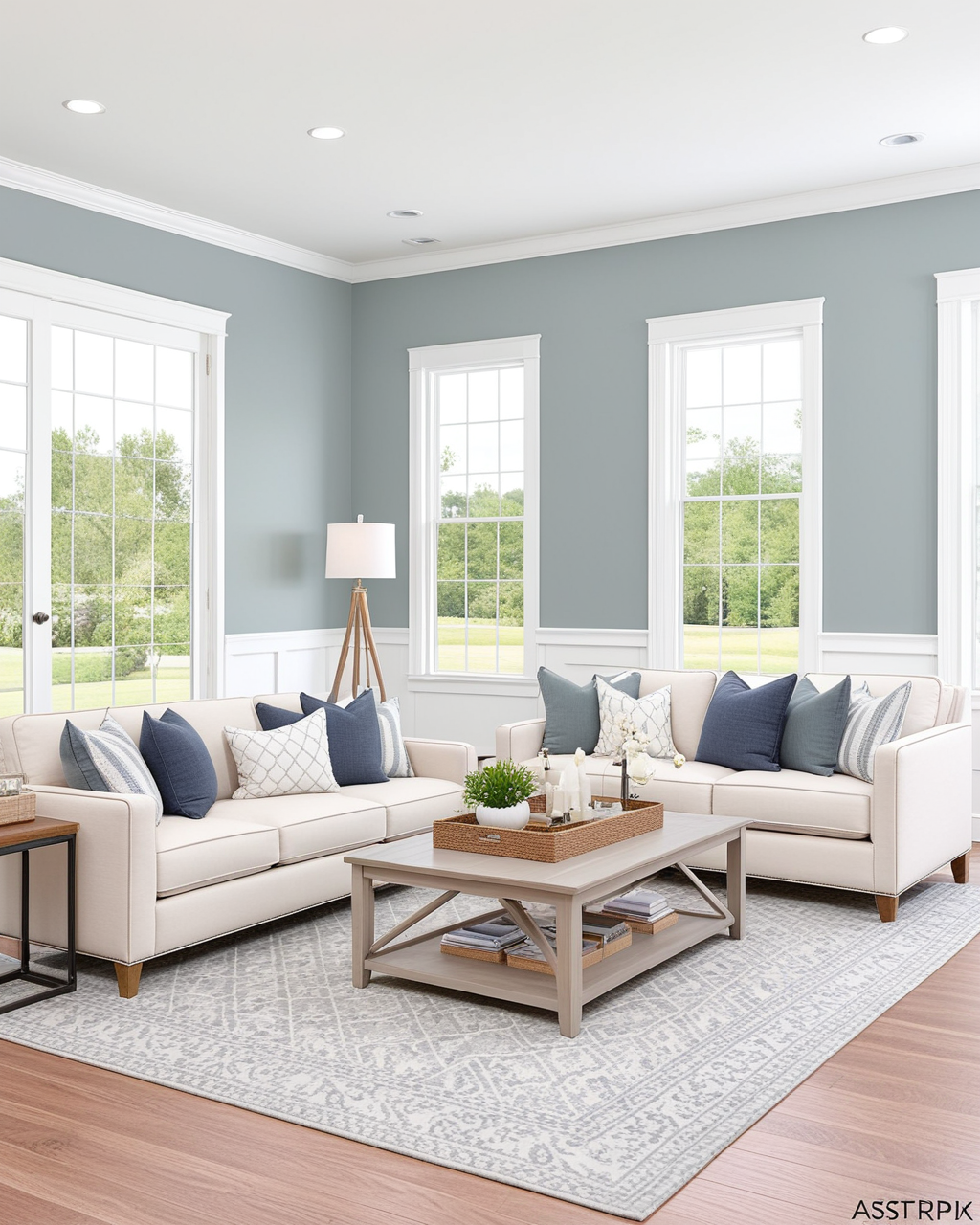 Neutral Living Room Interior paint color combination — Network Gray