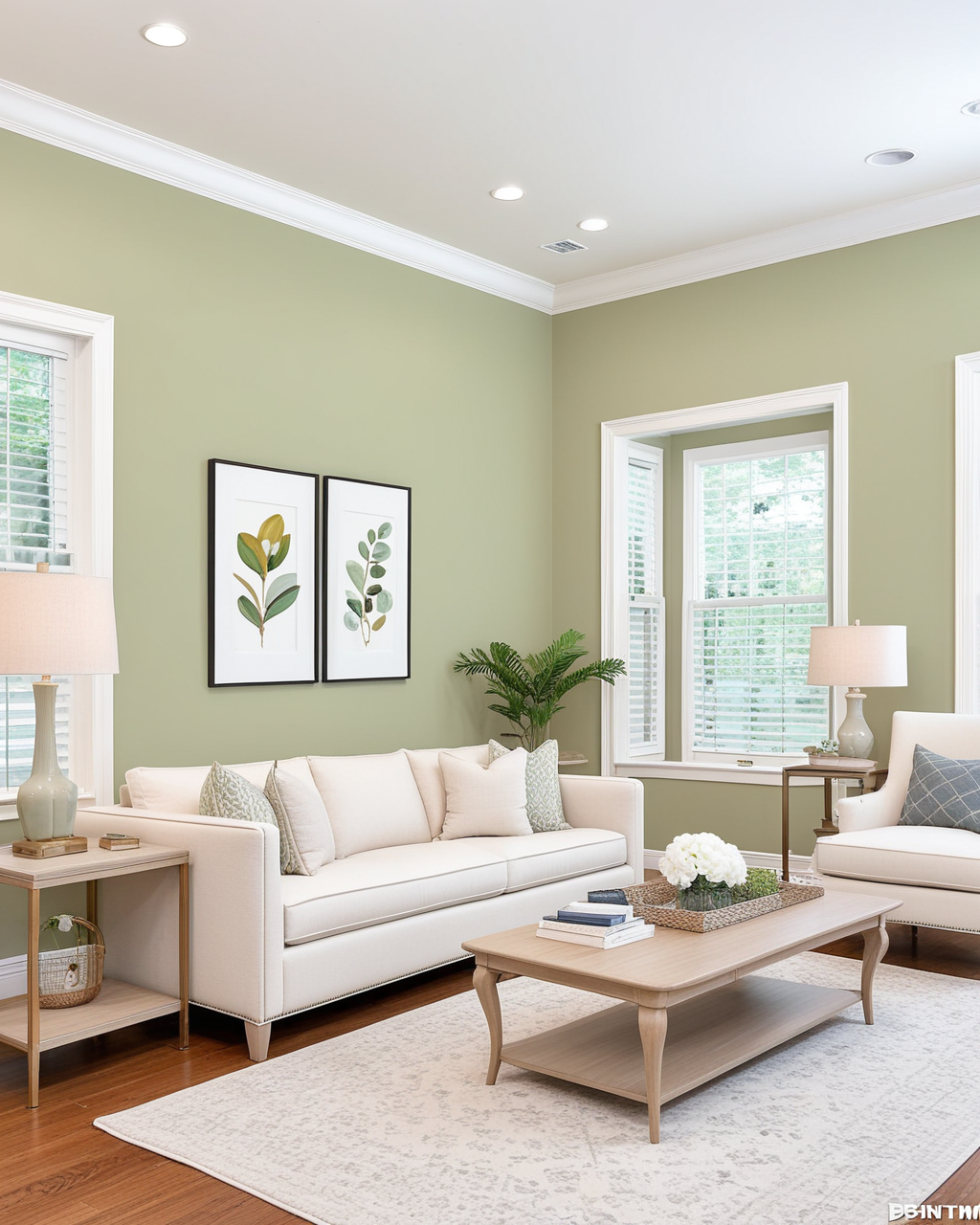 Pastel Living Room Interior paint color combination — Grassland