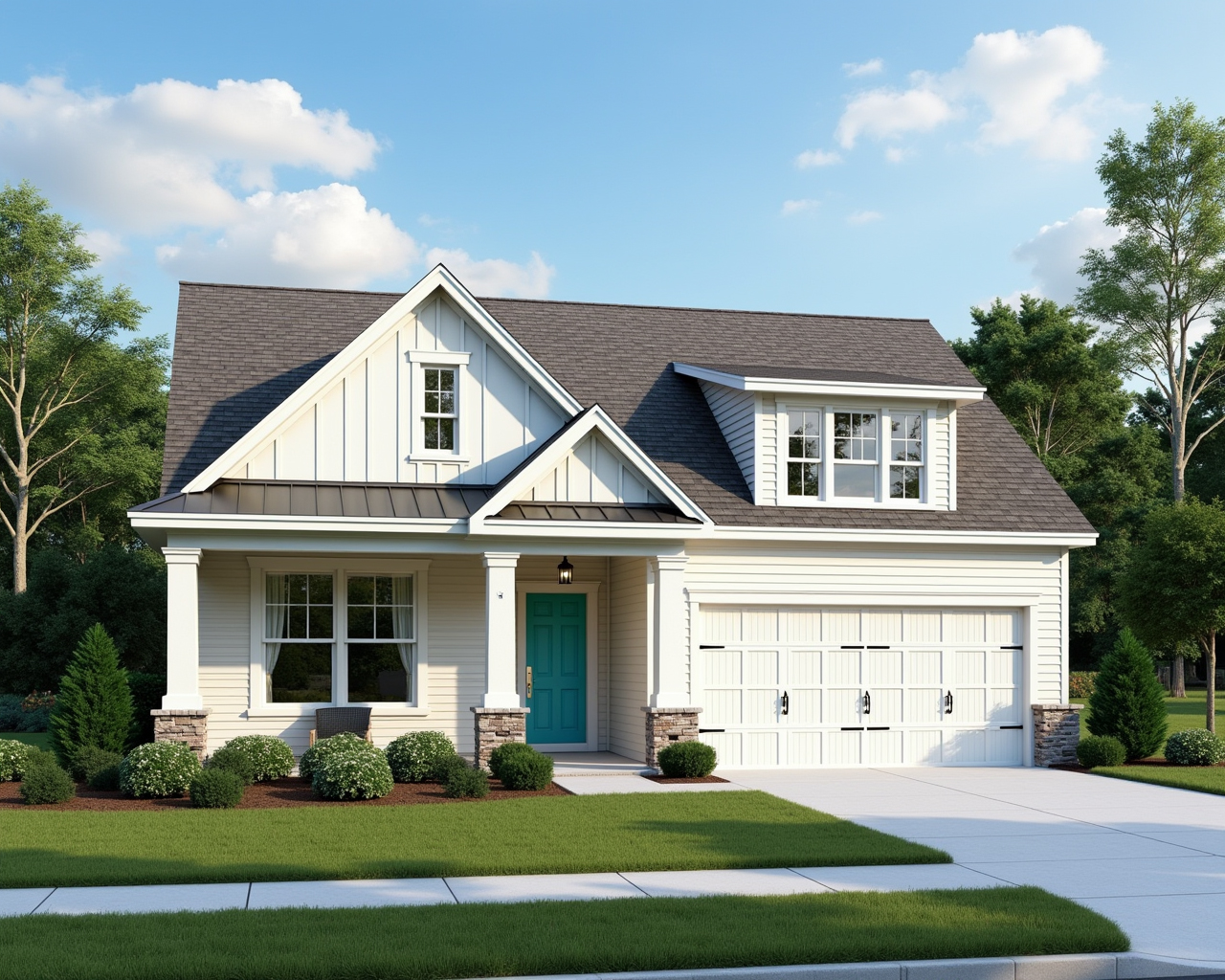 Warm American Cottage House Exterior paint color combination — Whitetail