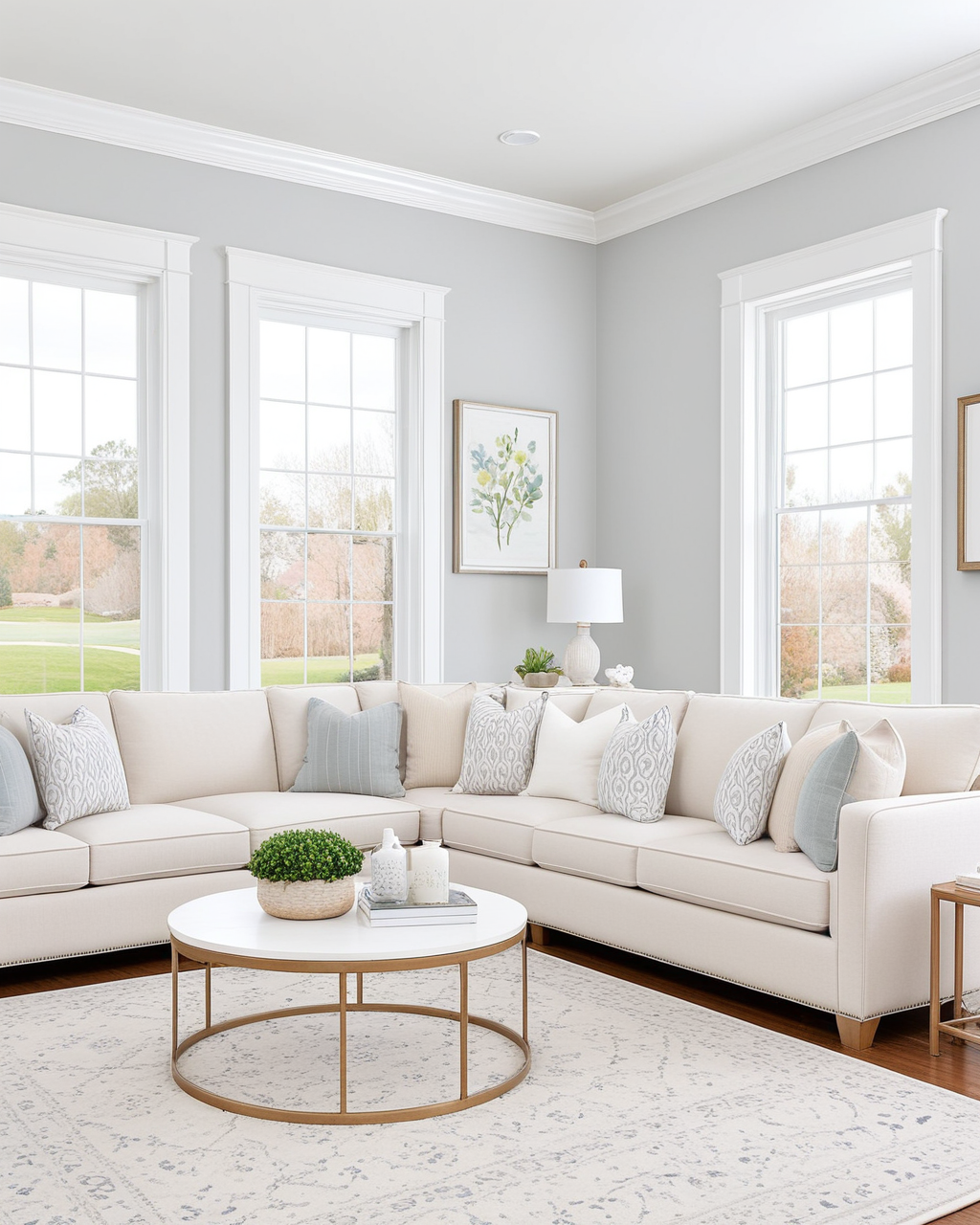 Minimal Living Room Interior paint color combination — Misty