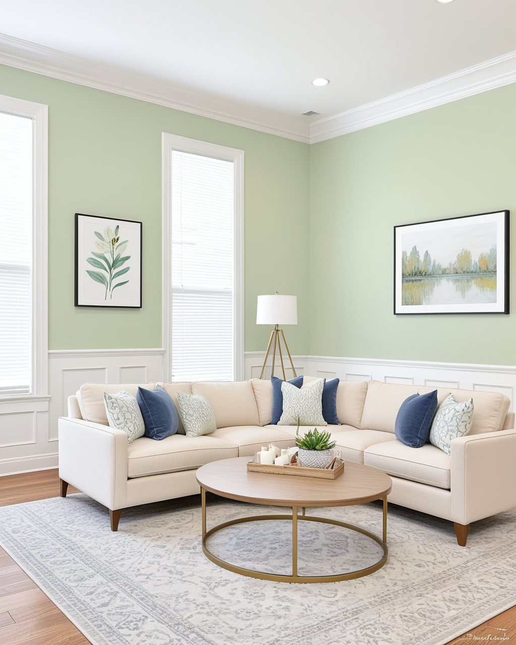 Pastel Living Room Interior paint color combination — Supreme Green