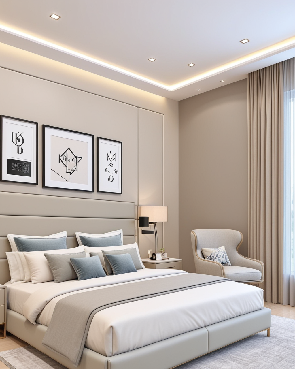 Warm Bedroom Interior paint color combination — Threshold Taupe