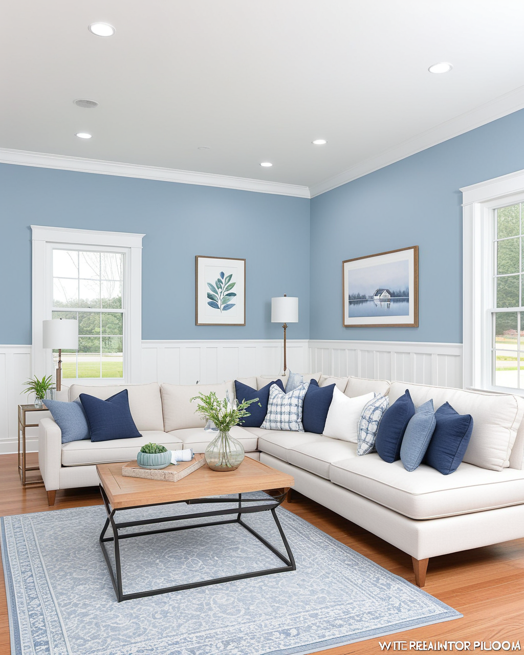 Pastel Living Room Interior paint color combination — Windy Blue